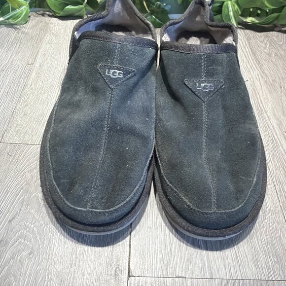 Ugg Men\'s Romeo Easy Slip Shoes Black Leather Suede Size 11 1113455 main image 9